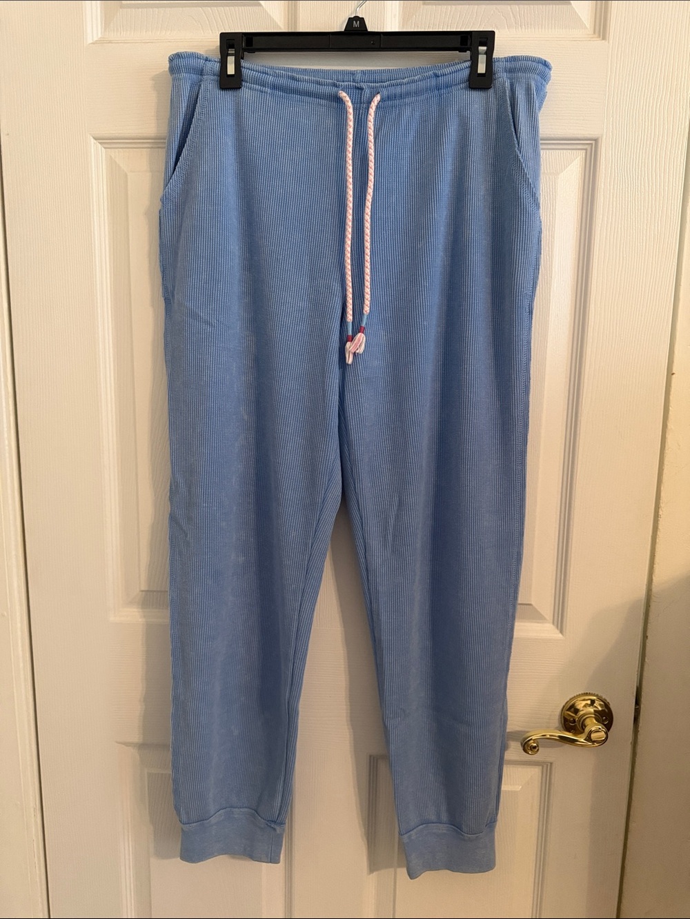 Sunnyside by Sundry sky blue waffle knit drawstring joggers sweatpants Sz Medium